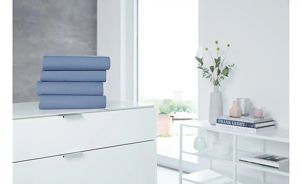 Jersey-Elastan Topperlaken   ¦ blau ¦ Maße (cm): B: 150 H: 10 T: 10.0 Bettw günstig online kaufen