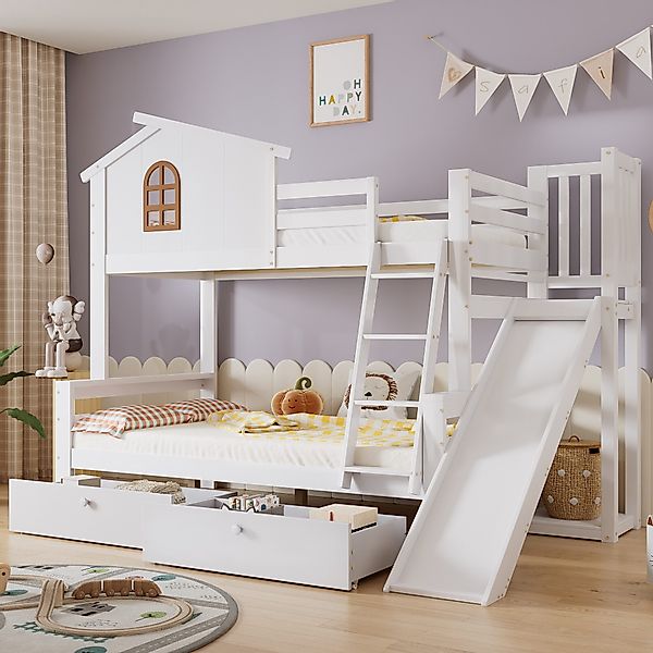 Flieks Etagenbett, Kinderbett mit Rutsche, Leiter günstig online kaufen