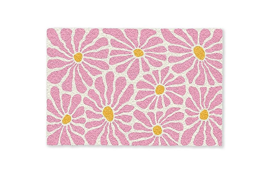 MuchoWow Fußmatte Blumen - Muster - Rosa - Beige - Orange, Rechteckig, inne günstig online kaufen