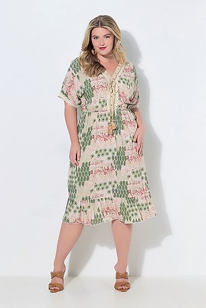 MIAMODA Midikleid Midikleid Alloverdruck Spitzenbänder Halbarm günstig online kaufen