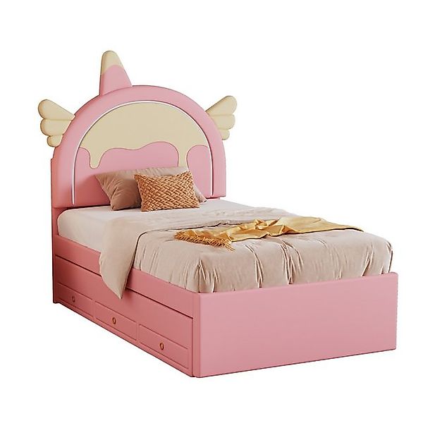 HAUSS SPOLE Kinderbett 90 x 200cm Einhornform, mit ausziehbares Rollbett, P günstig online kaufen