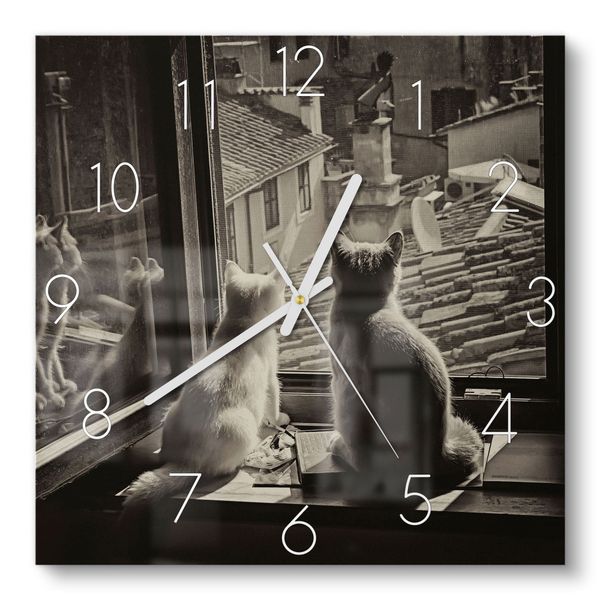 DEQORI Wanduhr 'Katzen auf Fensterbrett' (Glas günstig online kaufen