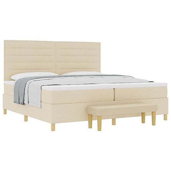 vidaXL Bett Boxspringbett mit Matratze & Bank Creme 200x200 cm Stoff (2-tlg günstig online kaufen