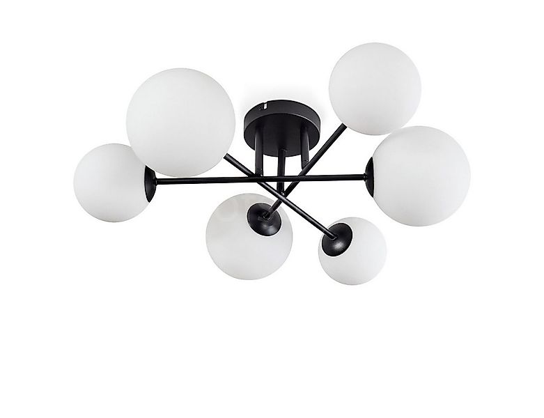 hofstein Deckenleuchte Deckenlampe aus Metall/Riffelglas in Schwarz/Klar, o günstig online kaufen