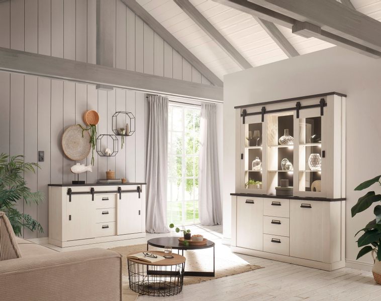 Home affaire Wohnwand "SHERWOOD" 2 Stk. tlg. Scheunentorbeschlag und Apothe günstig online kaufen