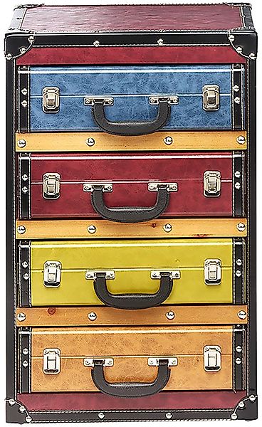 Kobolo Regal Kommode Schubladenturm Kofferoptik -bunt- günstig online kaufen