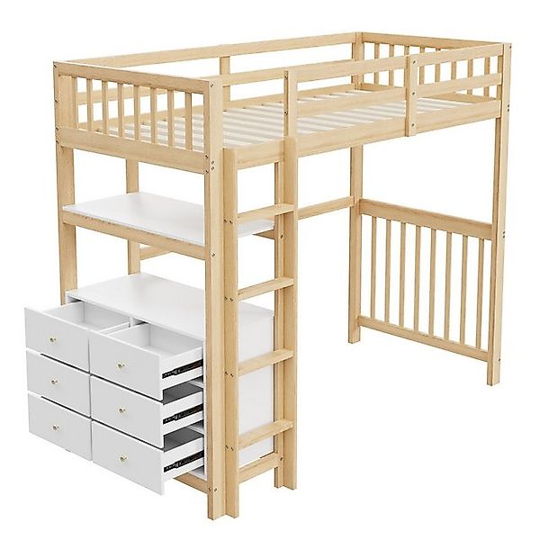 STILVORA Hochbett 90×200 Bettgestell mit Matratze,Jugendbett mit Stauraum u günstig online kaufen