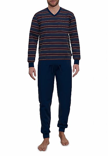 GÖTZBURG Pyjama, (2 tlg.), V-Ausschnitt, Langarm, elastische Bündchen günstig online kaufen