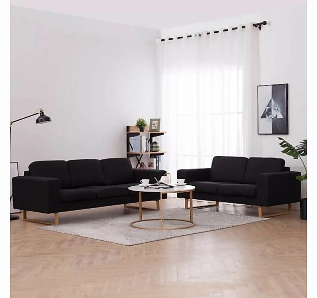 vidaXL Sofa 2-tlg. Sofagarnitur Stoff Schwarz günstig online kaufen