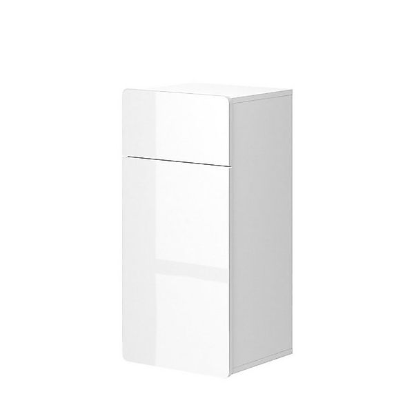 Vicco Midischrank Izan Weiß Hochglanz 37 x 77 cm mit Schublade und Tür günstig online kaufen