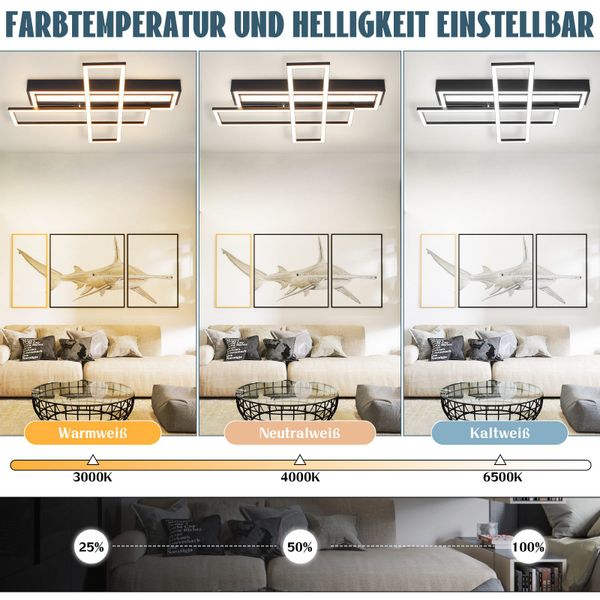 Nettlife LED Deckenleuchte Schwarz Dimmbar Modern günstig online kaufen