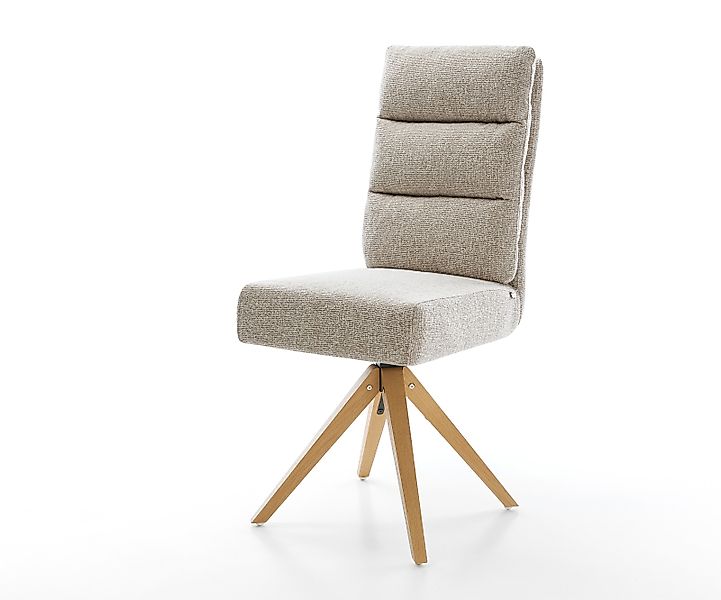 Drehstuhl Pela-Flex Webstoff Soft Beige Holzgestell kantig Natur 180° drehb günstig online kaufen