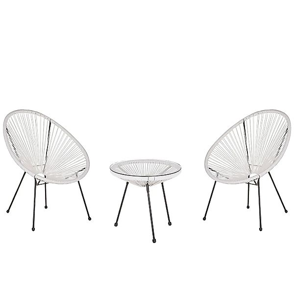 Beliani Bistro Set ACAPULCO II Weiss Schwarz 90x70x87 günstig online kaufen