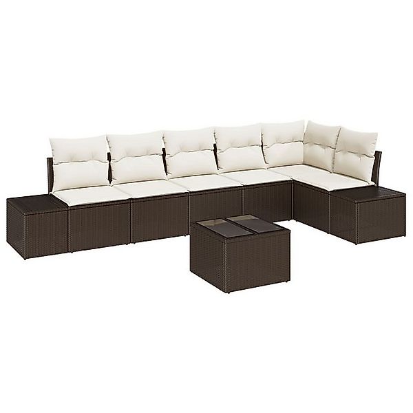 vidaXL Loungesofa 6-teiliges Garten Sofa Set mit Kissen Grau Poly Rattan, 7 günstig online kaufen