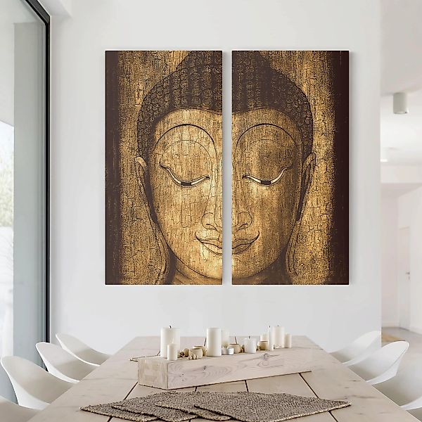 2-teiliges Leinwandbild - Quadrat Smiling Buddha günstig online kaufen