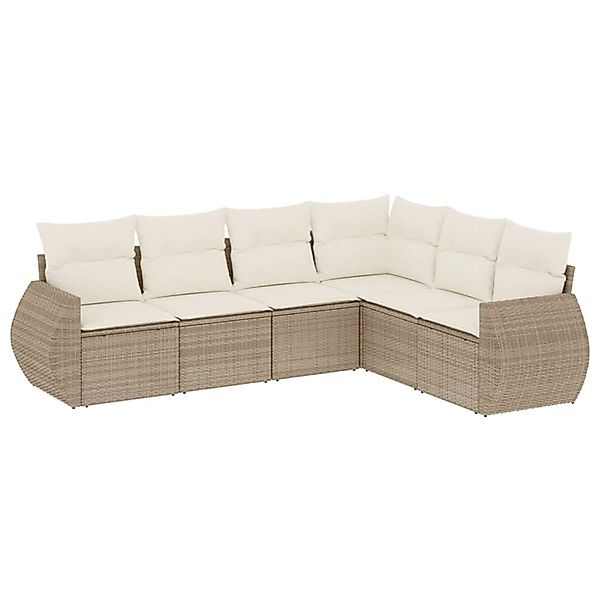 vidaXL 6-Tlg Garten-Sofagarnitur mit Kissen Beige Poly Rattan 3221407 günstig online kaufen