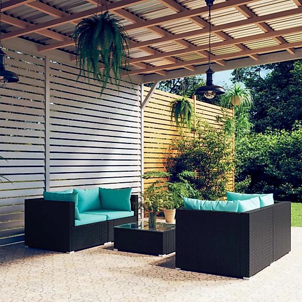 Vidaxl 5-tlg. Garten-lounge-set Mit Kissen Poly Rattan Schwarz günstig online kaufen