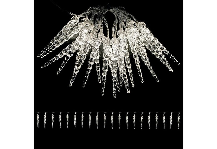 Mojawo Lichtervorhang LED Eiszapfen Lichterkette warmweiß 20 LEDs Innen Bat günstig online kaufen