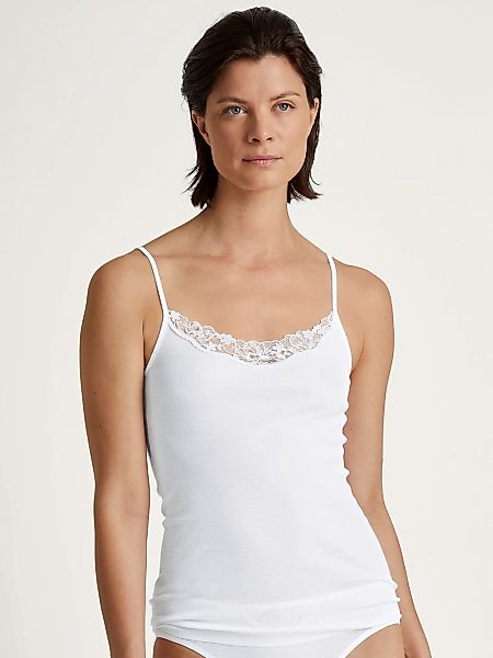 CALIDA Spaghettitop "Cotton Desire", Spitzen-Einsatz, atmungsaktiv, Feinrip günstig online kaufen