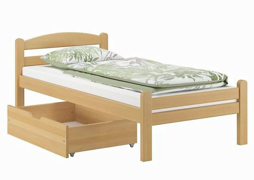 ERST-HOLZ Bett Einzelbett Gästebett massiv Buche Natur 90x200, Buchefarblos günstig online kaufen