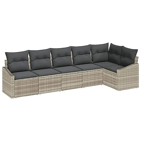 vidaXL Gartensofa-set mit Kissen 6-Tlg Hellgrau Poly-Rattan 3355411 günstig online kaufen