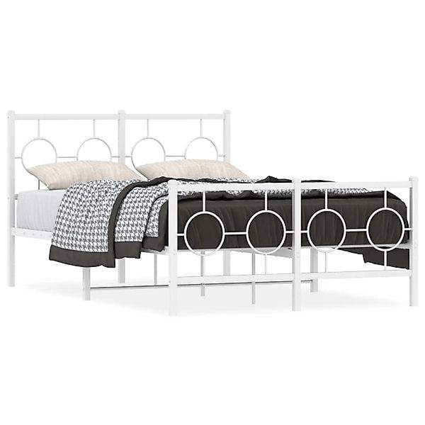 vidaXL Bettgestell mit Kopf- und Fußteil Metall Weiß 120x200 cm 376291 günstig online kaufen