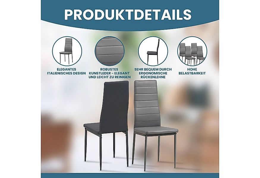 Albatros International Esszimmerstuhl Esszimmerstühle MILANO 4er Set grau K günstig online kaufen