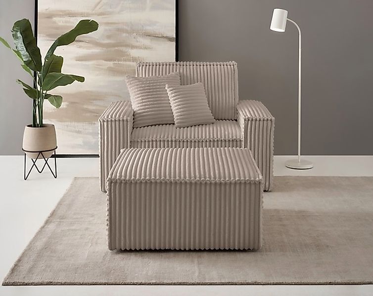 andas Loveseat »FINNLEY, Loveseat & Hocker im Set, trendige Stoffe, inkl. Z günstig online kaufen