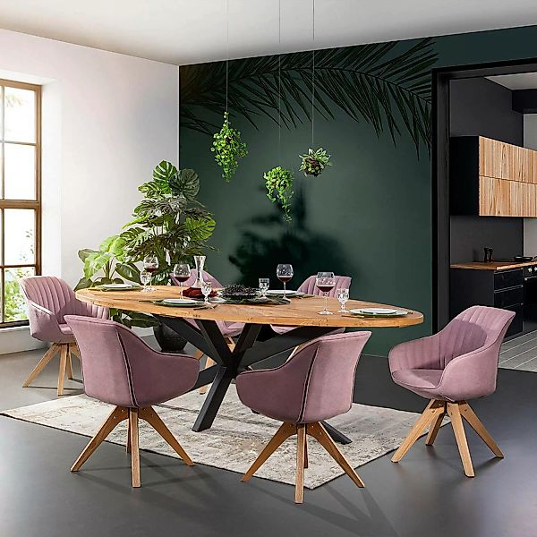 Esszimmer Tischgruppe Esstisch mit Massivholz Tischplatte TARRAS-123 inkl. günstig online kaufen