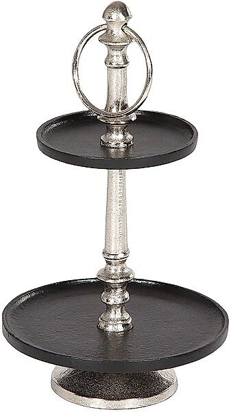 Ambiente Haus Etagere »Etagere 2 Stufen Silber und Schwarz«, (1 tlg.) günstig online kaufen