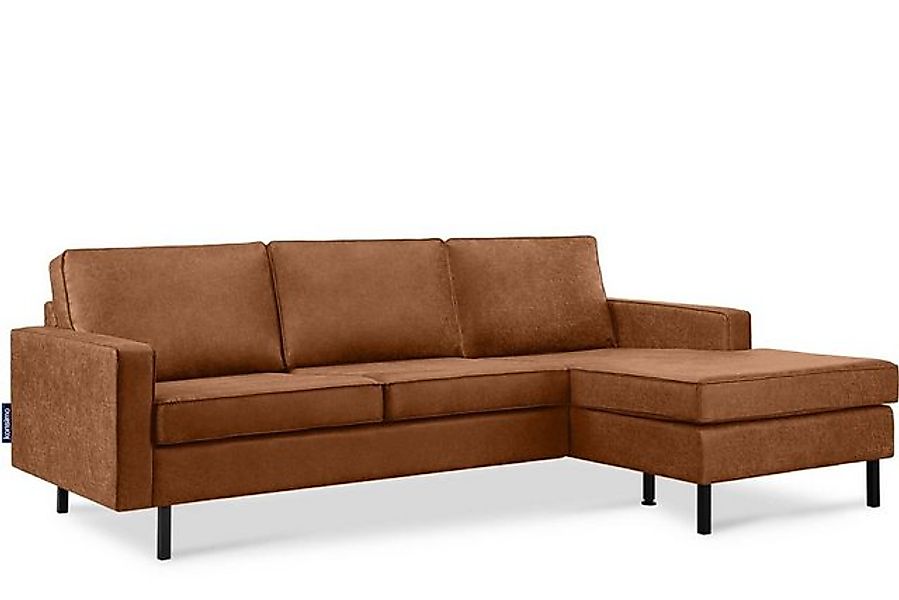 KONSIMO® Ecksofa INVIA Rechtes Ecksofa mit Ottomane, Grundschicht: Echtlede günstig online kaufen