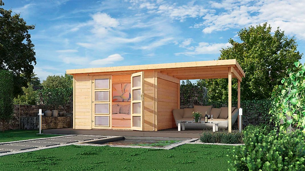 Weka Holz-Gartenhaus Pesaro Flachdach Unbehandelt 529 cm x 293 cm günstig online kaufen