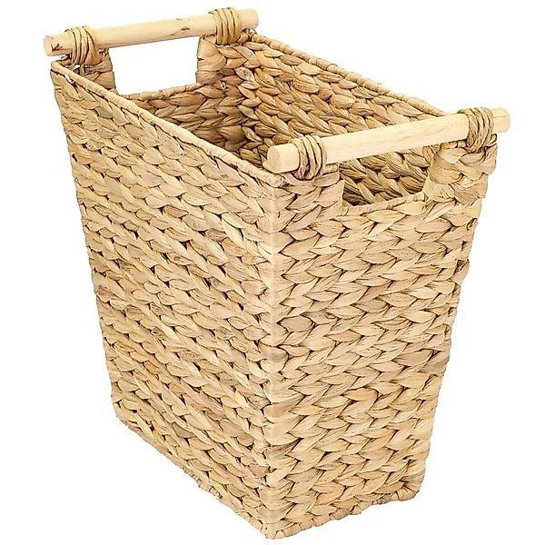 HMF 37252 Papierkorb Büro Aufbewahrungskorb mit Holzgriffen Wasserhyazinthe günstig online kaufen