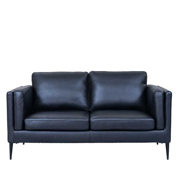 Ledersofa Couch mit Fußgestell aus Metall und Armlehnen günstig online kaufen