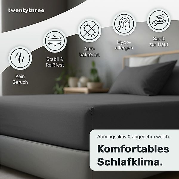 twenty:three® Bettlaken Lyocell Spannbettlaken Dark Gray, günstig online kaufen