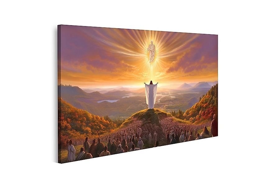 islandburner Leinwandbild Jesus Stehend Auf Hügel Betend zu Gott Glaube Rel günstig online kaufen