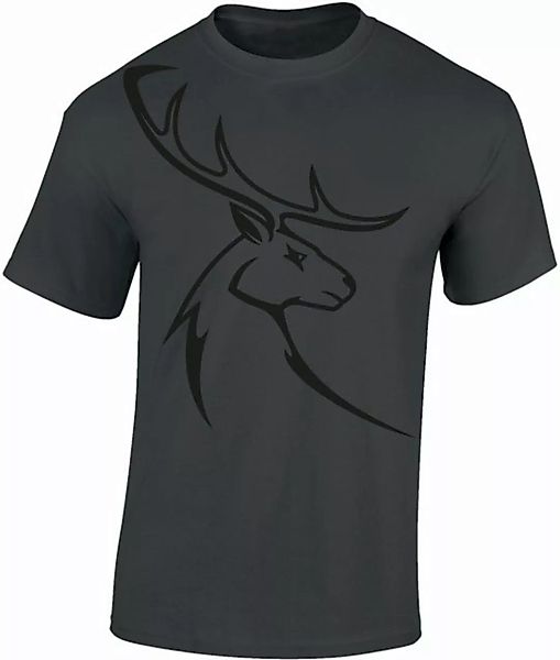 Baddery Print-Shirt Hirschbock - Jäger T-Shirt - Jägerkleidung - Jagd Zubeh günstig online kaufen