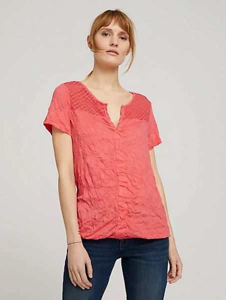 TOM TAILOR T-Shirt T-Shirt mit Spitzeneinsatz und elastischem Bund günstig online kaufen