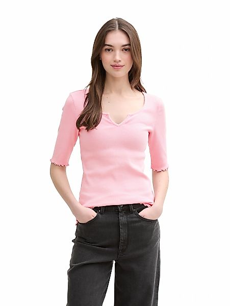 TOM TAILOR Denim T-Shirt, mit Rippstruktur günstig online kaufen