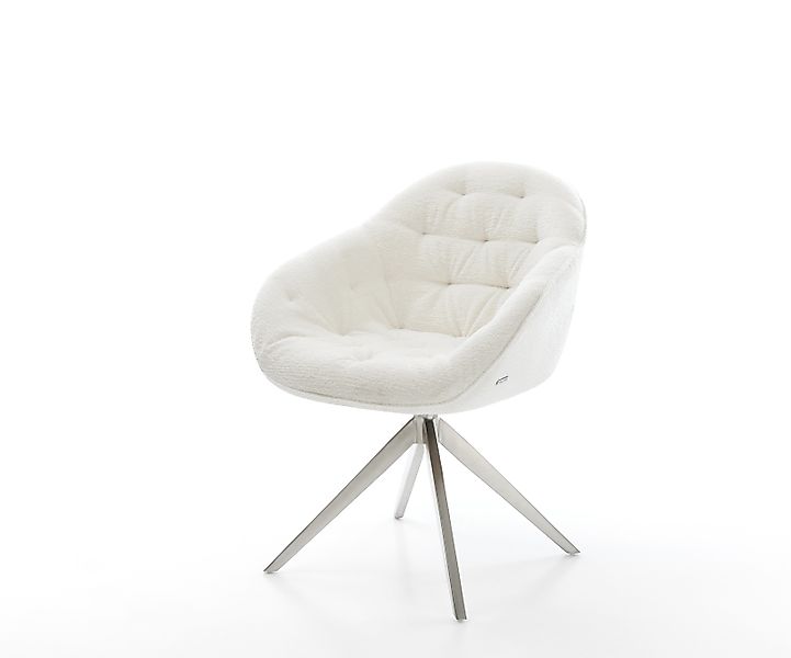 Drehstuhl Gaio-Flex Bouclé Soft Beige Kreuzgestell breit Edelstahl 360° dre günstig online kaufen