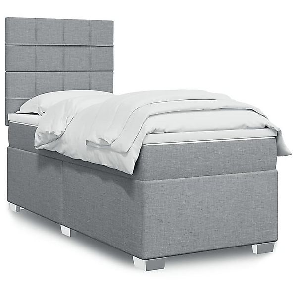 vidaXL Boxspringbett, Boxspringbett mit Matratze Hellgrau 90x190 cm Stoff günstig online kaufen