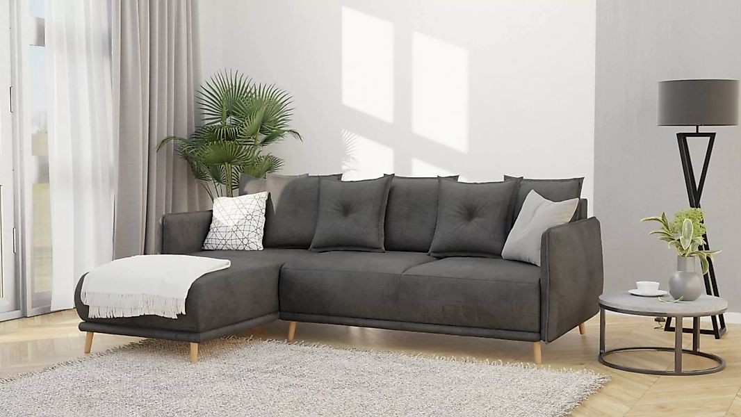 S-Style Möbel Ecksofa Lina mit Schlaffunktion, Bettkasten und Holzfüßen, au günstig online kaufen