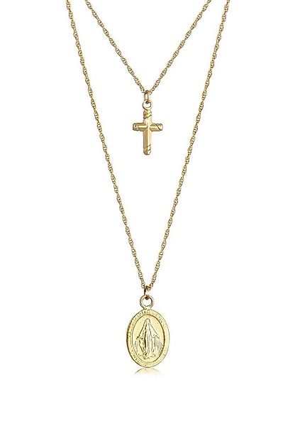 Elli Ketten-Set Layer Kreuz Marienbild 925 Sterling Silber, Kreuz günstig online kaufen