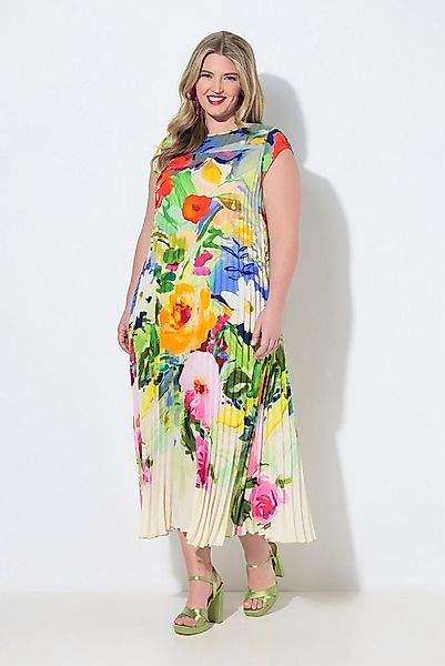 MIAMODA Jerseykleid Maxi-Plisseekleid Blüten-Muster kurze Cup-Ärmel günstig online kaufen