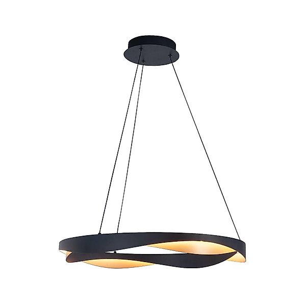 LED-Hängelampe Ascoli, Ø 64 cm, schwarz/gold, Metall, dim günstig online kaufen