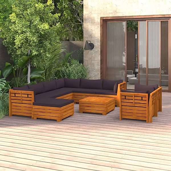 10-tlg. Garten-lounge-set Mit Kissen Massivholz Akazie günstig online kaufen