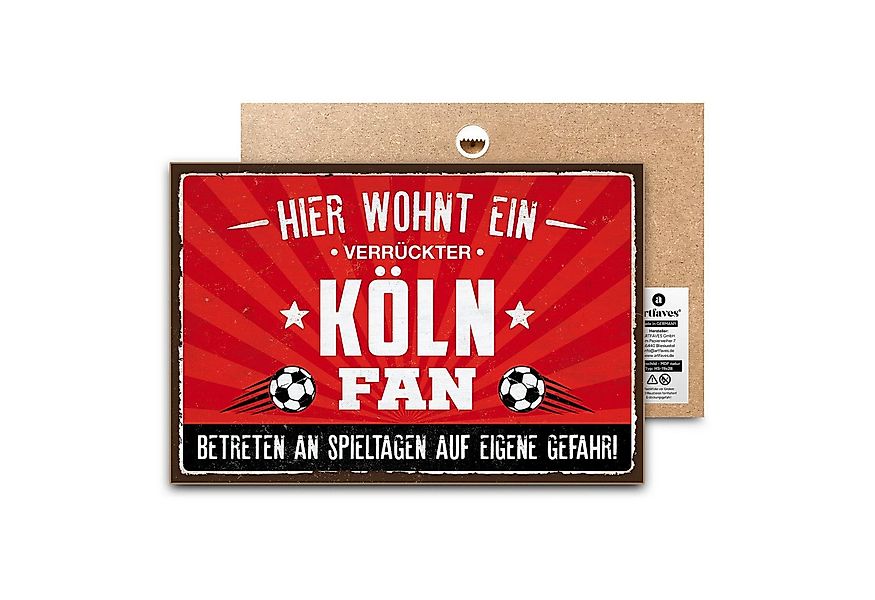 ARTFAVES Holzbild Schild mit Spruch - Hier wohnt ein verrückter KÖLN Fan - günstig online kaufen