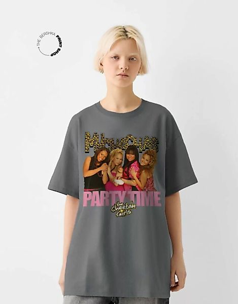 Bershka Oversize-Shirt Cheetah Girls Mit Kurzen Ärmeln Damen M Dunkelgrau günstig online kaufen