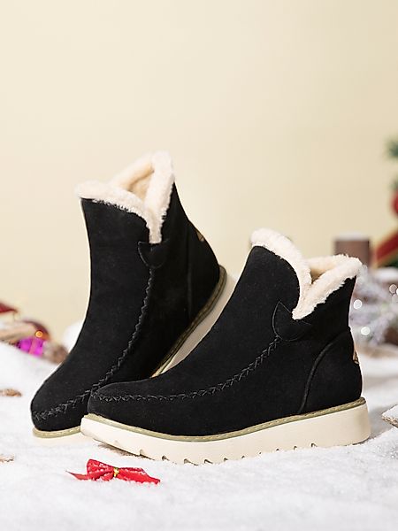 Frauen Einfarbig Casual Slip On Winter Warmer Schnee Knöchel Stiefel günstig online kaufen