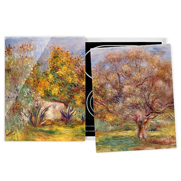 2-teilige Herdabdeckplatte Glas Kunstdruck Auguste Renoir - Garten mit Oliv günstig online kaufen